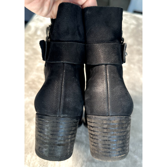 Paul Green Black Leather Nubuck Sheridan Ankle Moto Zip Boots Womens US Size 9 - Picture 4 of 9